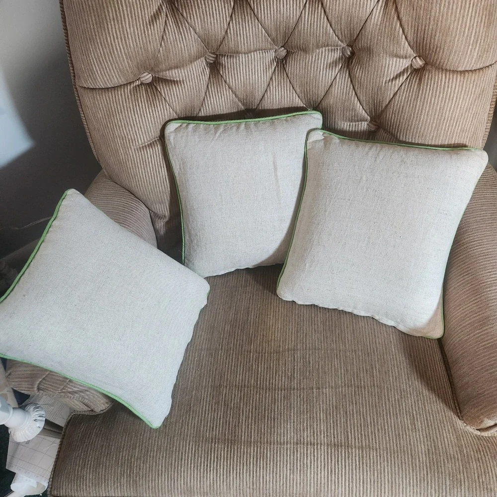 Set of 3 Embroidered Bird Throw Pillows Robin Goldfinch Cardinal 12x12 Accent